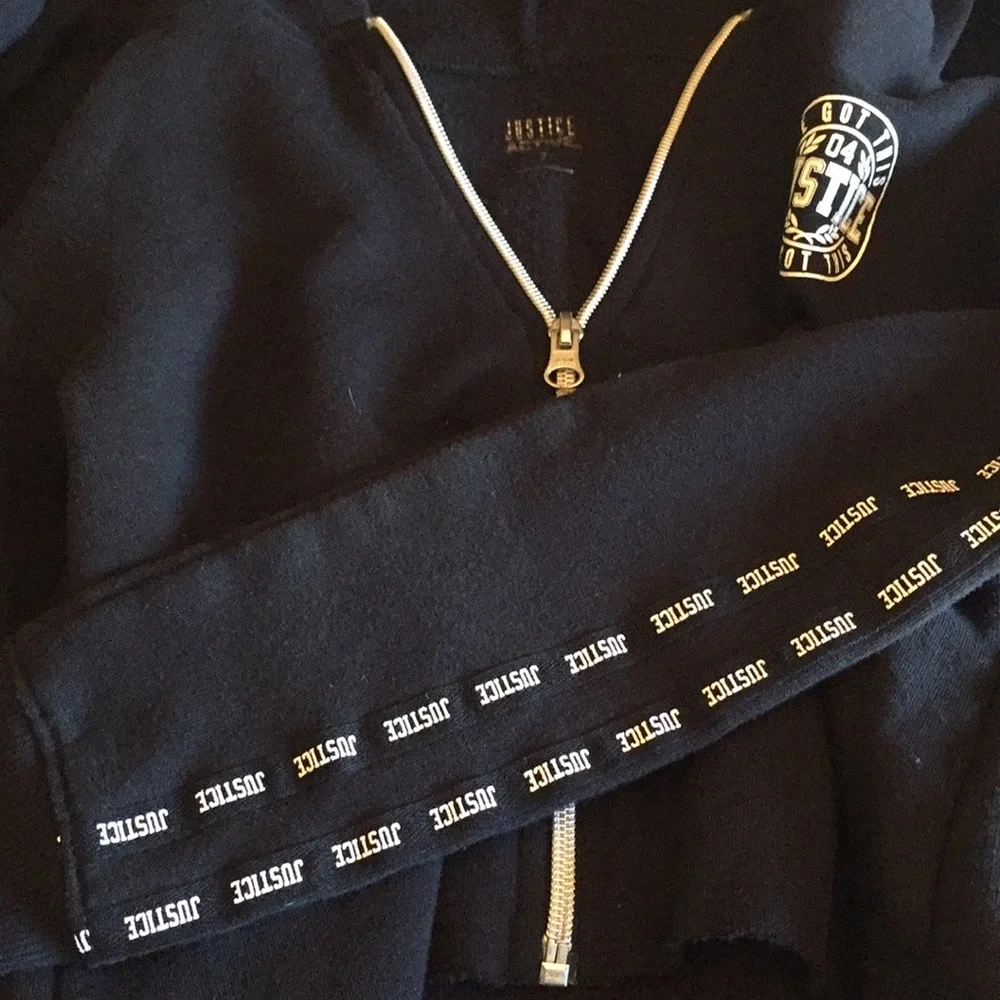 Justice black hoodie zip up jacket size‎ 7